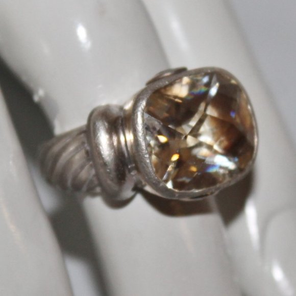 2 Tone 925 Sterling Silver Noblesse Cable Band Ring w Stones - Picture 2 of 15